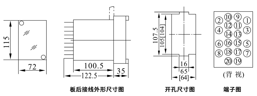 JZJ-402板后接线安装尺寸图